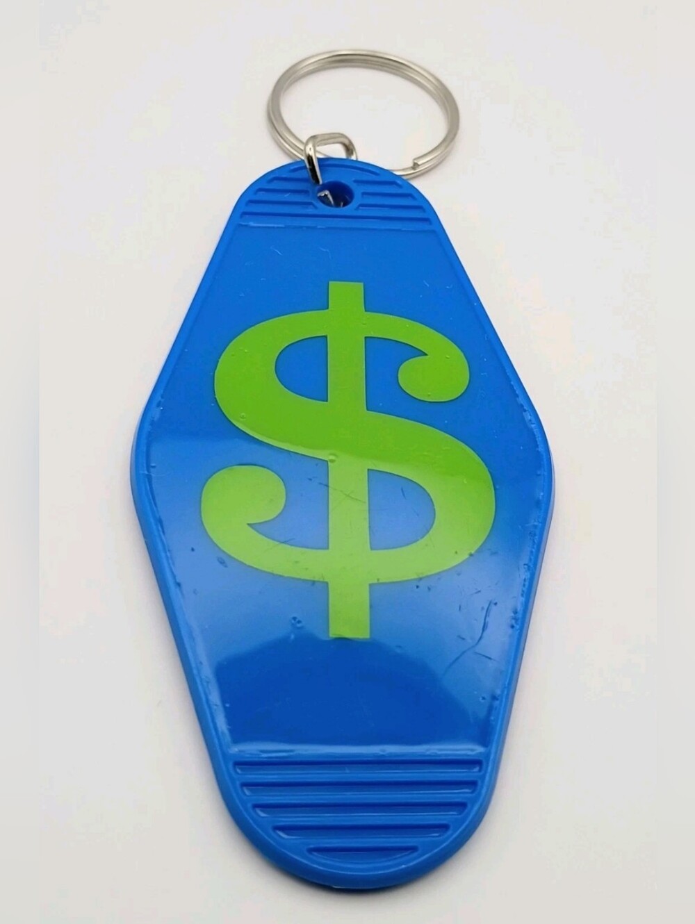 Blue Key Tag with Green Dollar Sign - Stylish Key & Card Holder
